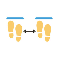 steps prints social distance flat style