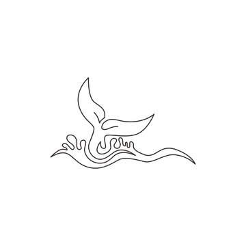recommend clip art: One single line drawing of big whale fish for company logo identity. Giant creature mammal animal mascot concept for conservation foundation. Continuous line draw design illustration vector graphic