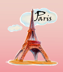 Fototapeta na wymiar Eiffel tower symbol of paris, Information cards, Business brochure template.