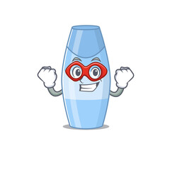 A cartoon mascot of shampoo in a fantastic Super hero character