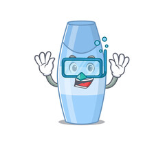 Shampoo mascot design swims with diving glasses