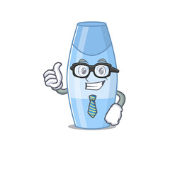 cartoon mascot style of shampoo Businessman with glasses and tie