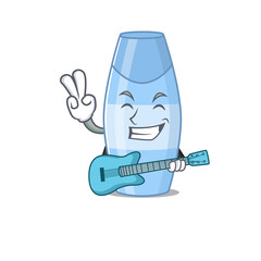 Shampoo musician cartoon design playing a guitar