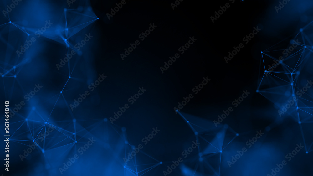 Wall mural blue technology particle line background