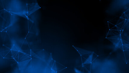 Blue technology particle line background