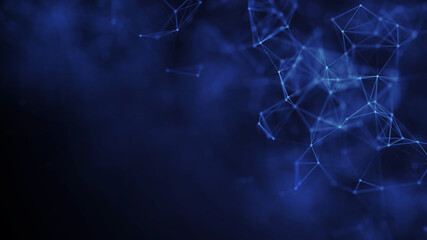 Blue technology particle line background