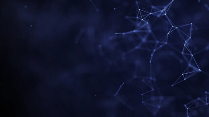 Blue technology particle line background