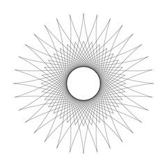 line star shape swirl isolated on white background, radius art lines star swirl and cycle wave, optical line wave twirl black circle, dynamic motion curve of lines flowing wave, lines wave shaped star