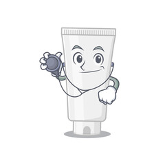 A dedicated shower gel doctor caricature design working with tools