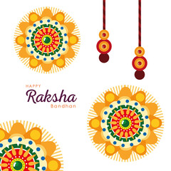 Raksha bandhan yellow mandala flowers wristbands vector design