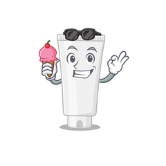 A Caricature design concept of shower gel with cone ice cream