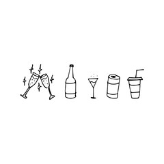 Obraz na płótnie Canvas Drinks doodle collection.