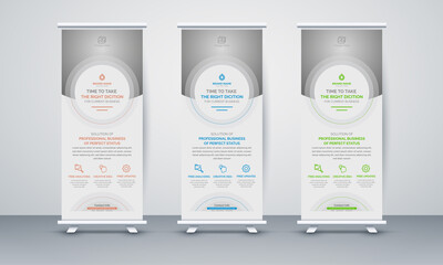 Modern Exhibition Advertising Trend Business Roll Up Banner Stand Poster Brochure flat design template creative concept, Corporate Identity Print Template Set of Brochure cover