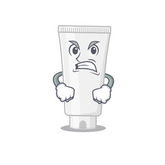 A cartoon picture style of shower gel having a mad face