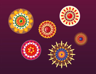 indian mandalas colorful vector design