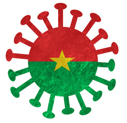 The national flag of Burkina Faso with corona virus or bacteria
