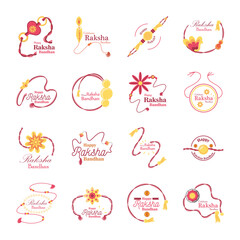 Raksha bandhan wristband detailed style icon set vector design