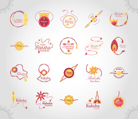 Raksha bandhan wristband detailed style icon set vector design