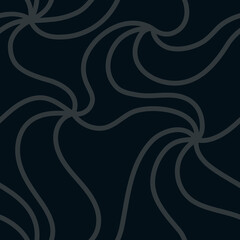 Abstract vector gray curved lines on a black background. Seamless pattern for wallpaper, textile and wrapping paper.