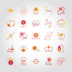 Raksha bandhan wristband detailed style icon set vector design