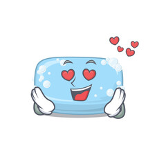 A passionate soap cartoon mascot concept has a falling in love eyes