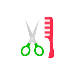 Scissors and comb flat, Barber icon, vector illustration isolated on white background