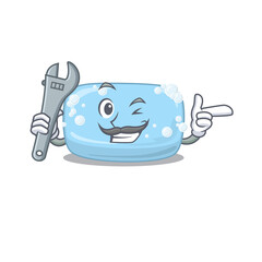 A caricature design concept of soap working as a mechanic