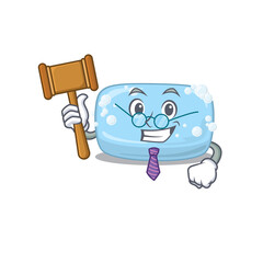 A judicious judge of soap caricature concept wearing glasses