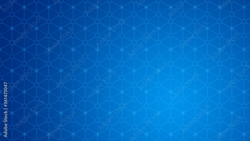 Poster abstract blockchain network technology conceptb ackground. modern hexagonal pattern on blue backgrou