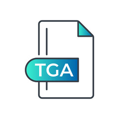 TGA File Format Icon. TGA extension gradiant icon.