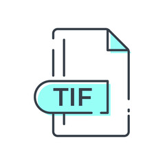 TIF File Format Icon. TIF extension line icon.