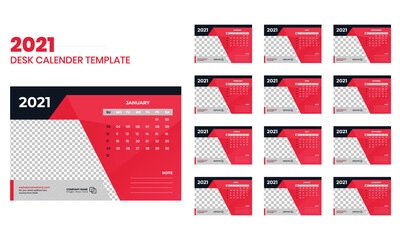 Desk calendar 2021 template Premium Vector