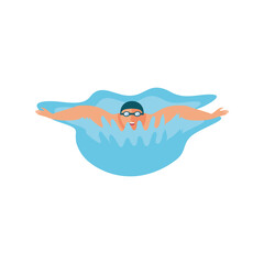 swimming man on white background