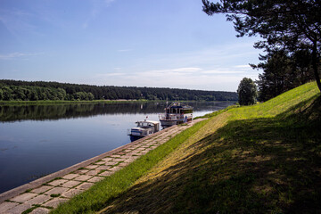 Natural Nemunas riverbank landscape in Birstonas, Europe