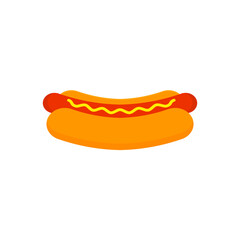 Hot dog flat, fast food icon, vector illustration isolated on white background