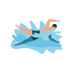 swimming man on white background