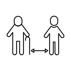 old humans silhouettes distance social line style icon