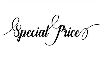 Special Price Calligraphic Cursive Typographic Text on White Background