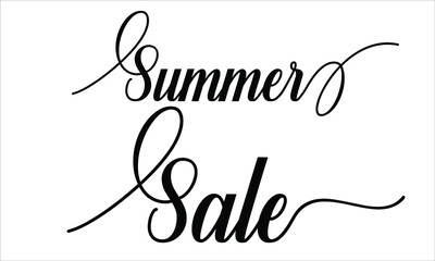 Summer Sale Calligraphic Cursive Typographic Text on White Background