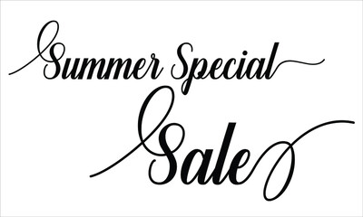 Summer Special Sale Calligraphic Cursive Typographic Text on White Background