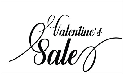 Valentine’s Sale Calligraphic Cursive Typographic Text on White Background