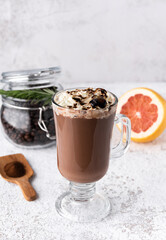 smoothie chocolate in glass food background 