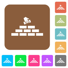 Naklejka premium Building industry rounded square flat icons