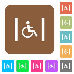 Handicapped parking rounded square flat icons