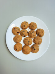 Homemade chocolate chip cookies. Isolated in white background.