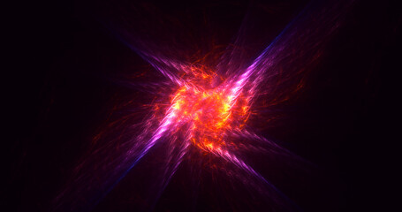 3D rendering abstract multicolor fractal light background