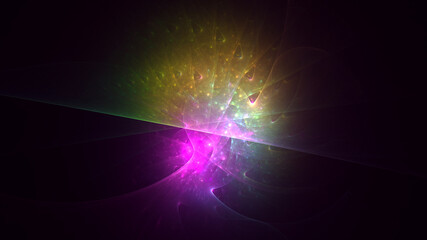 3D rendering abstract multicolor fractal light background