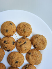 Fototapeta premium Homemade chocolate chip cookies. Isolated in white background.