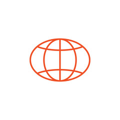 Globe outline icon. Linear World or internet symbol. Stock vector illustration isolated on white background.