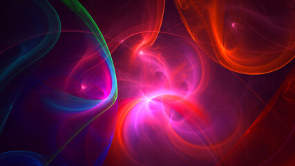 3D rendering abstract multicolor fractal light background